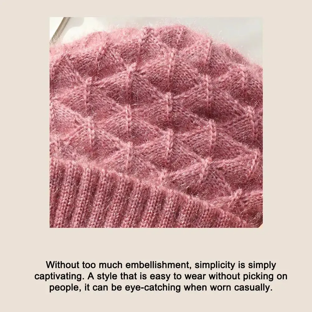 1pc Winter Knitted Skullies Hat Scarf Set Cold Proof Ear Protection Scarf Warm Girls Beanies Cycling Windproof Ladies Outdoor Caps
