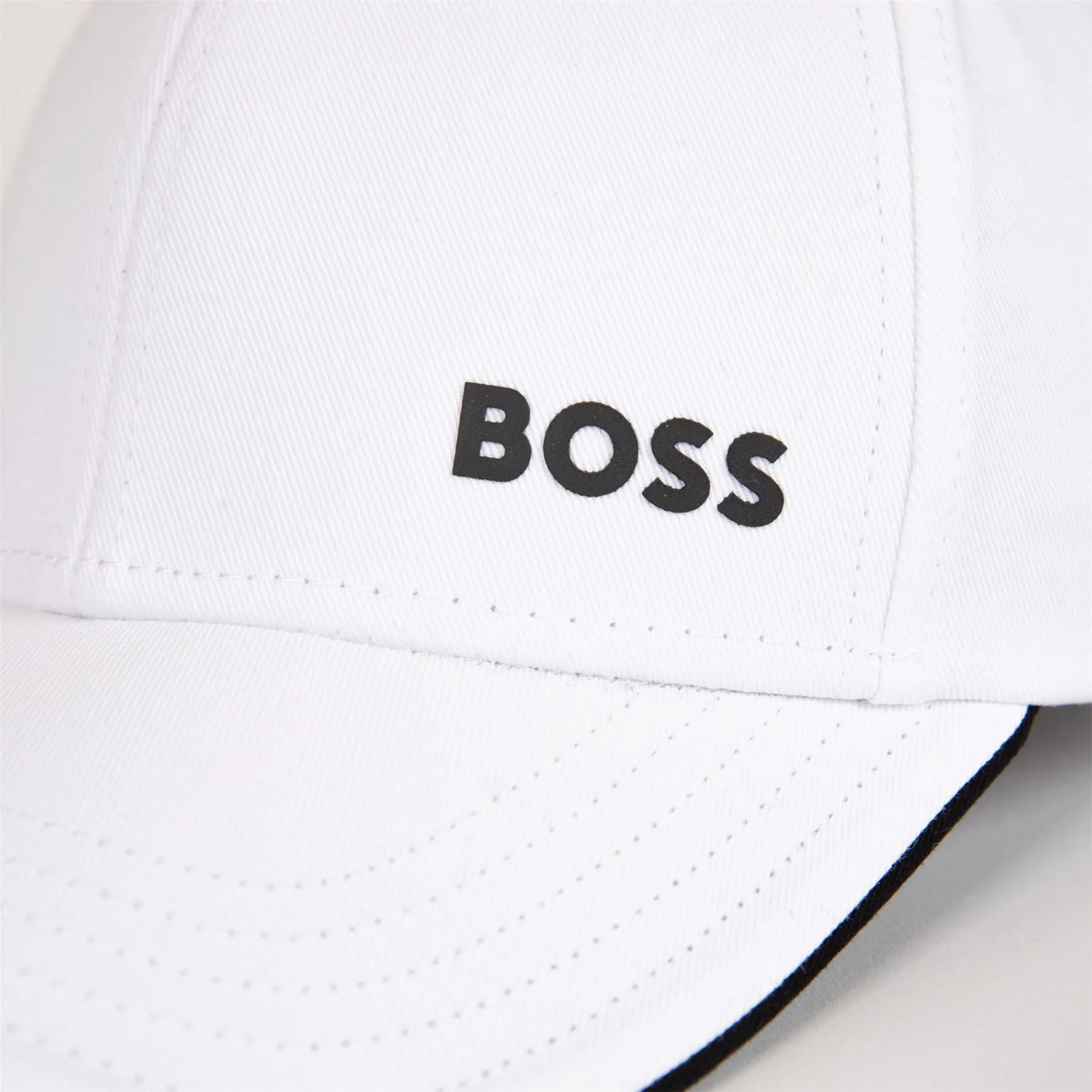 Bold Logo Print Cotton Twill Cap Natural White