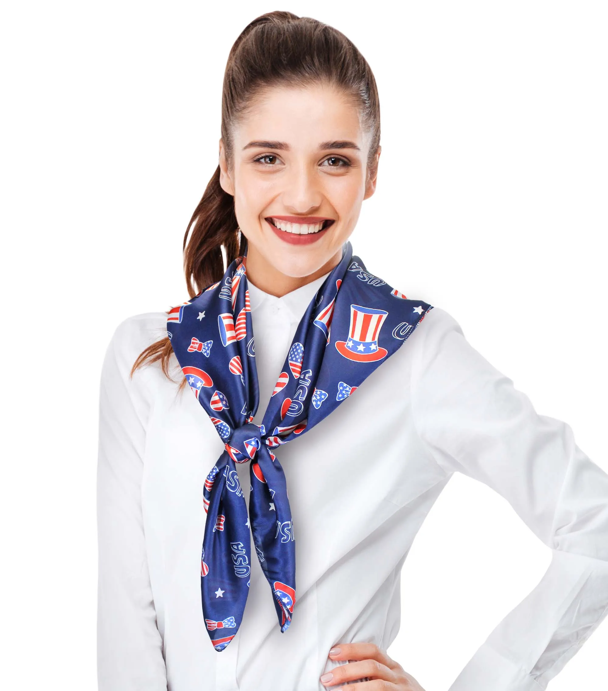[BUY IN BULK] LIGHTWEIGHT USA FLAG THEMED SQUARE SCARF 35" X 35" -USA Hats