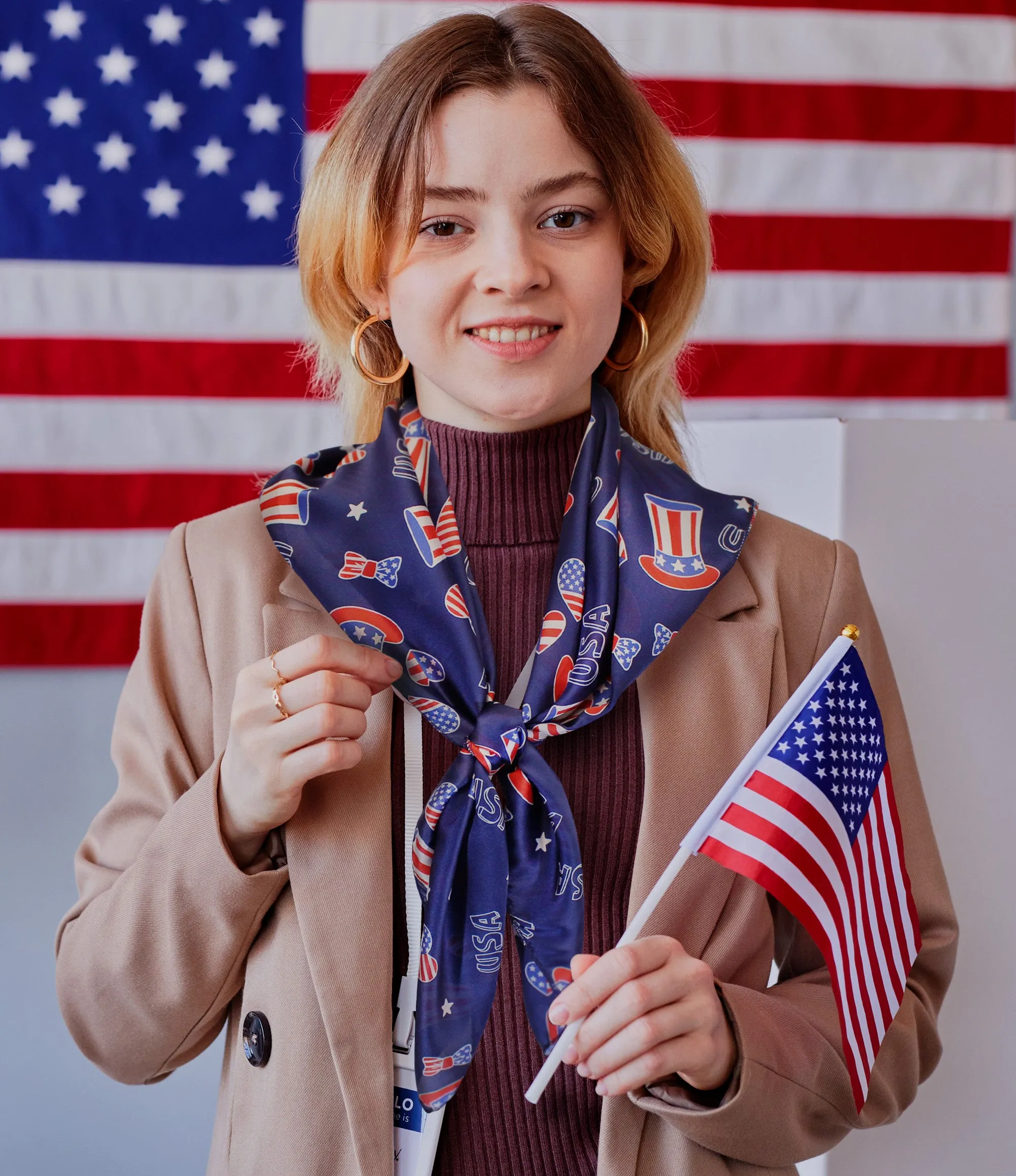 [BUY IN BULK] LIGHTWEIGHT USA FLAG THEMED SQUARE SCARF 35" X 35" -USA Hats