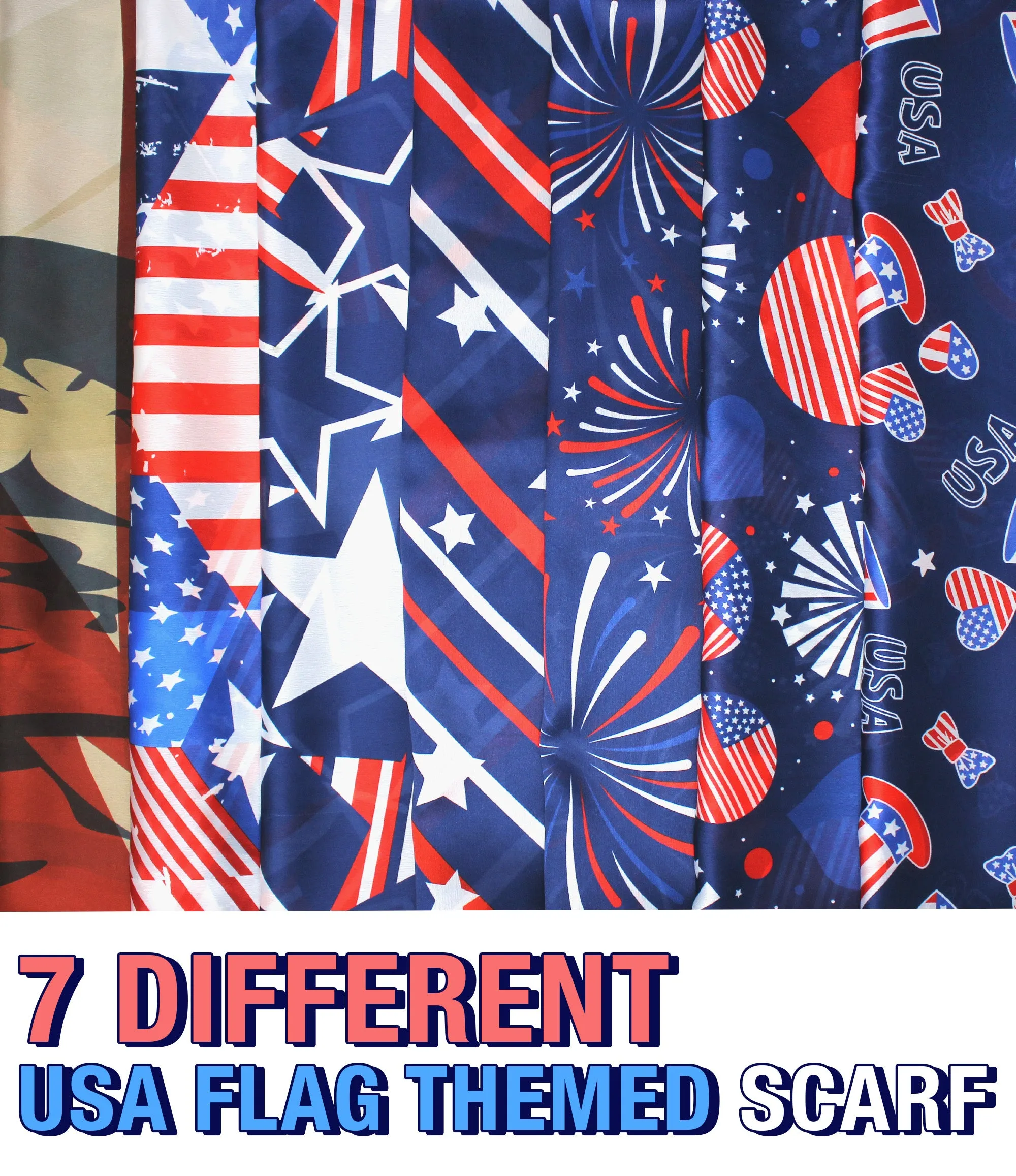 [BUY IN BULK] LIGHTWEIGHT USA FLAG THEMED SQUARE SCARF 35" X 35" -USA Hats