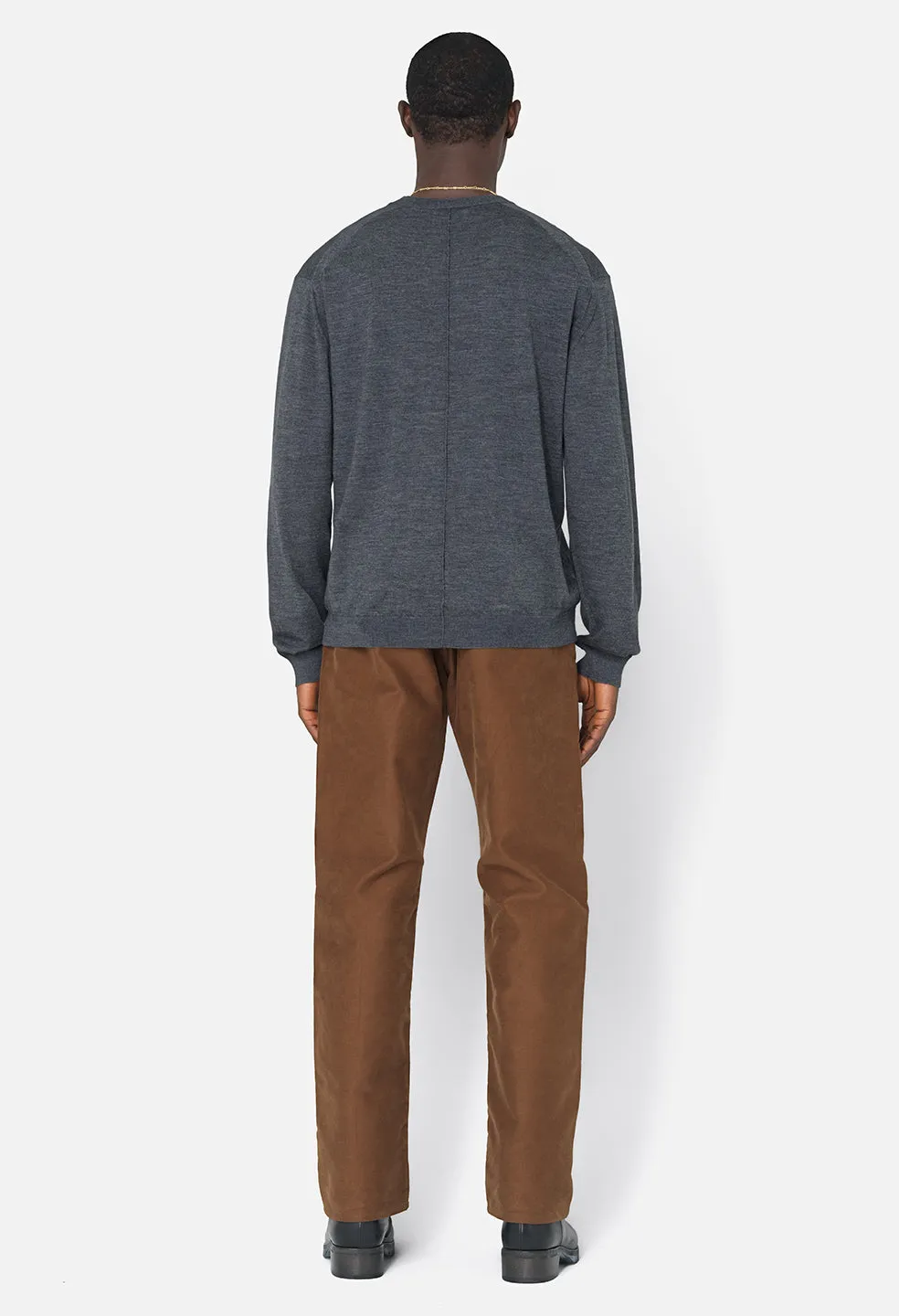 Cashmere Wool Blend Crew / Charcoal
