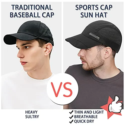 FSFTTRAD Hat for Men Woman Sports Cap Sun Hat Quick Drying Soft Polyester Fiber Adjustable for Unisex (Adjustable 52-60 cm) (Black)