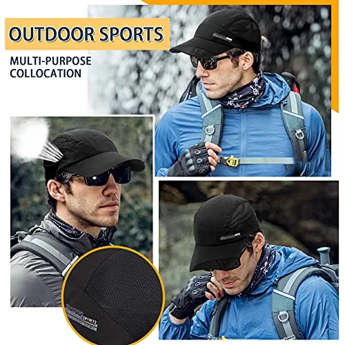 FSFTTRAD Hat for Men Woman Sports Cap Sun Hat Quick Drying Soft Polyester Fiber Adjustable for Unisex (Adjustable 52-60 cm) (Black)