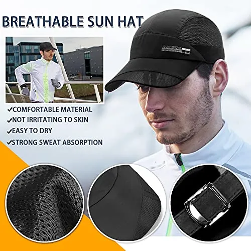 FSFTTRAD Hat for Men Woman Sports Cap Sun Hat Quick Drying Soft Polyester Fiber Adjustable for Unisex (Adjustable 52-60 cm) (Black)