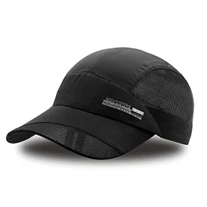 FSFTTRAD Hat for Men Woman Sports Cap Sun Hat Quick Drying Soft Polyester Fiber Adjustable for Unisex (Adjustable 52-60 cm) (Black)