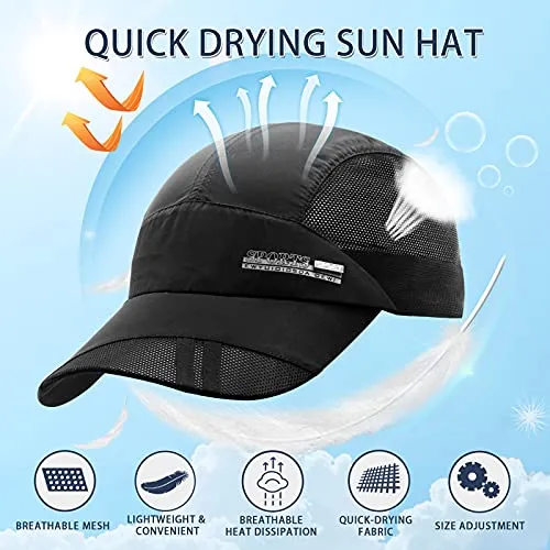 FSFTTRAD Hat for Men Woman Sports Cap Sun Hat Quick Drying Soft Polyester Fiber Adjustable for Unisex (Adjustable 52-60 cm) (Black)
