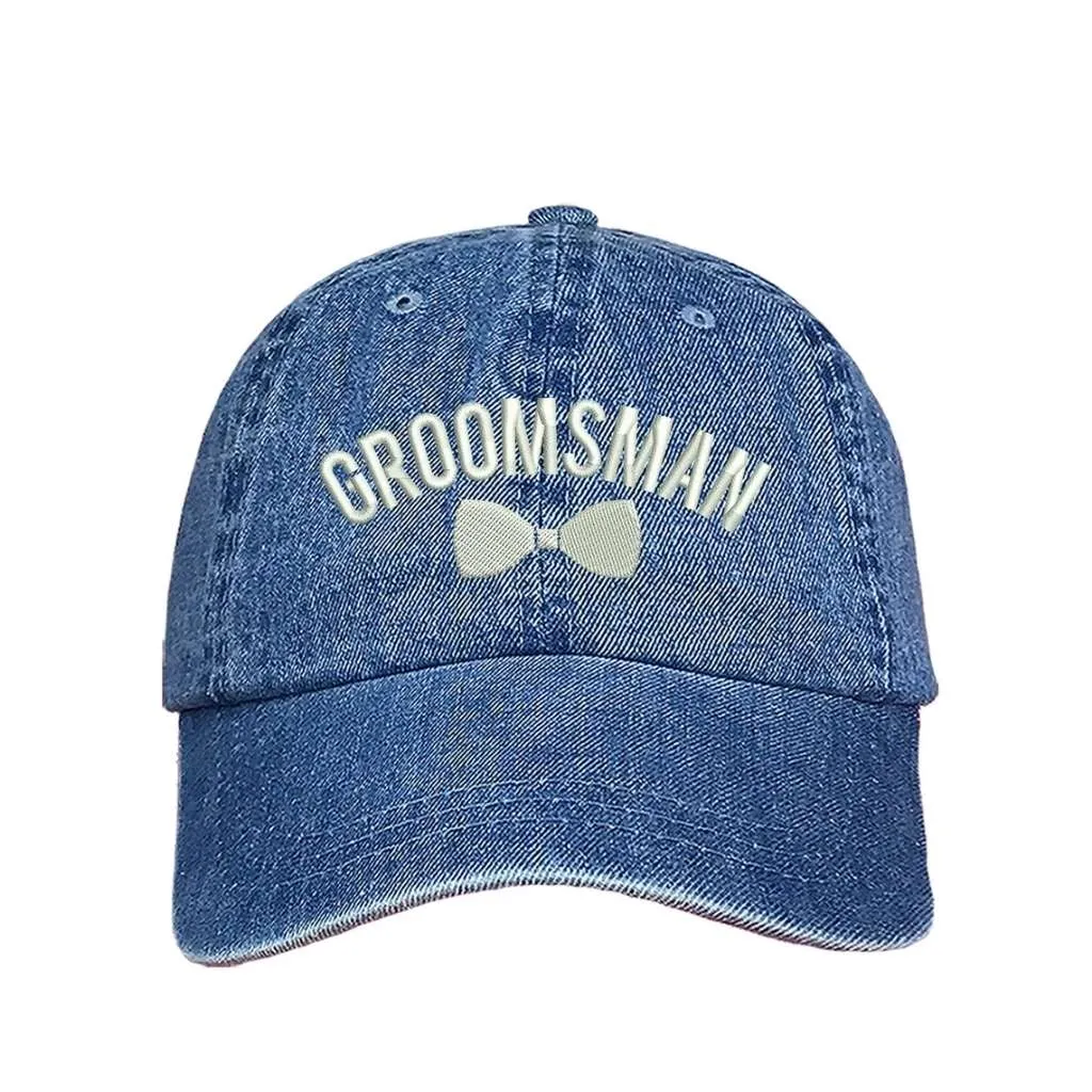 Groomsman With Bow Embroidered Baseball Hat