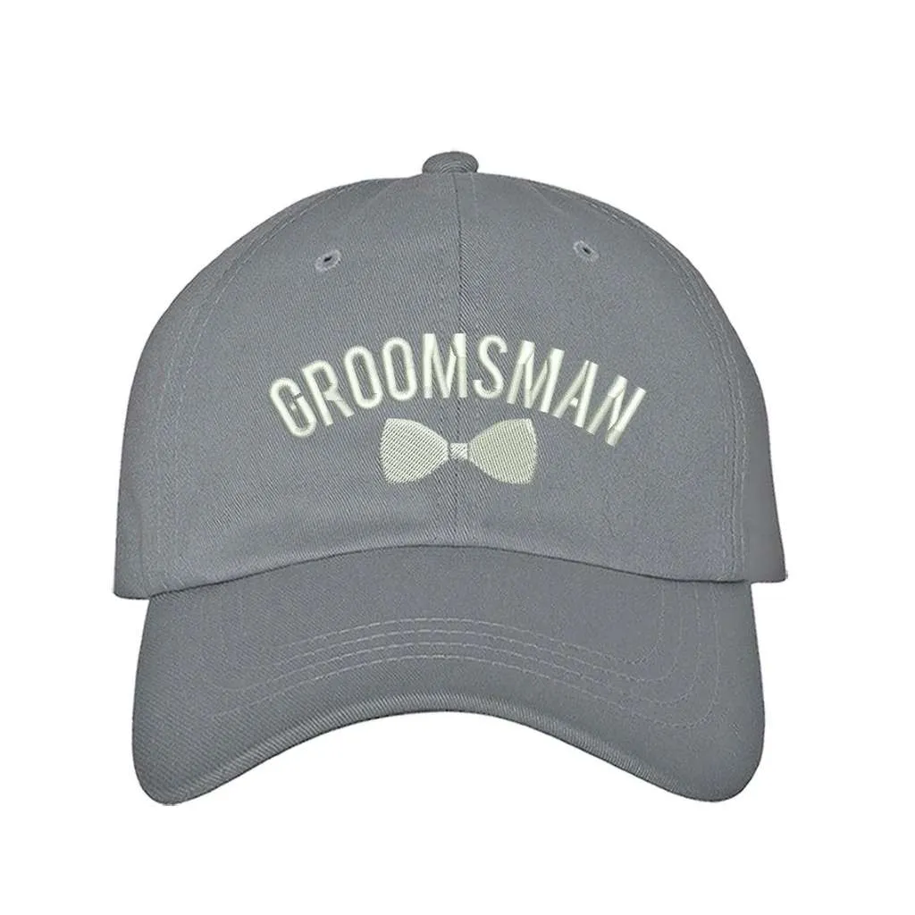 Groomsman With Bow Embroidered Baseball Hat