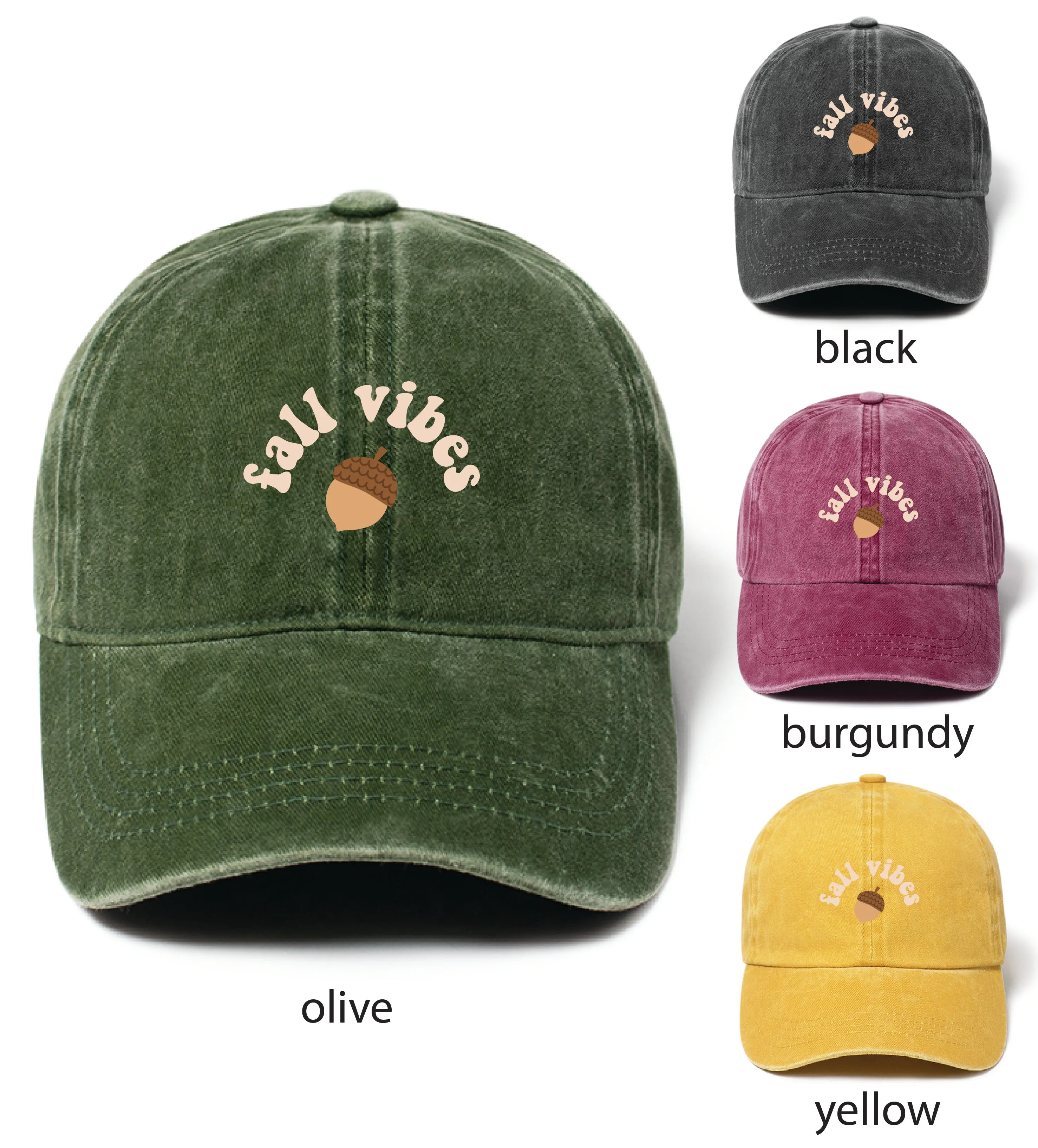 LCAP2972 - FALL VIBES Washed Twill Baseball Cap