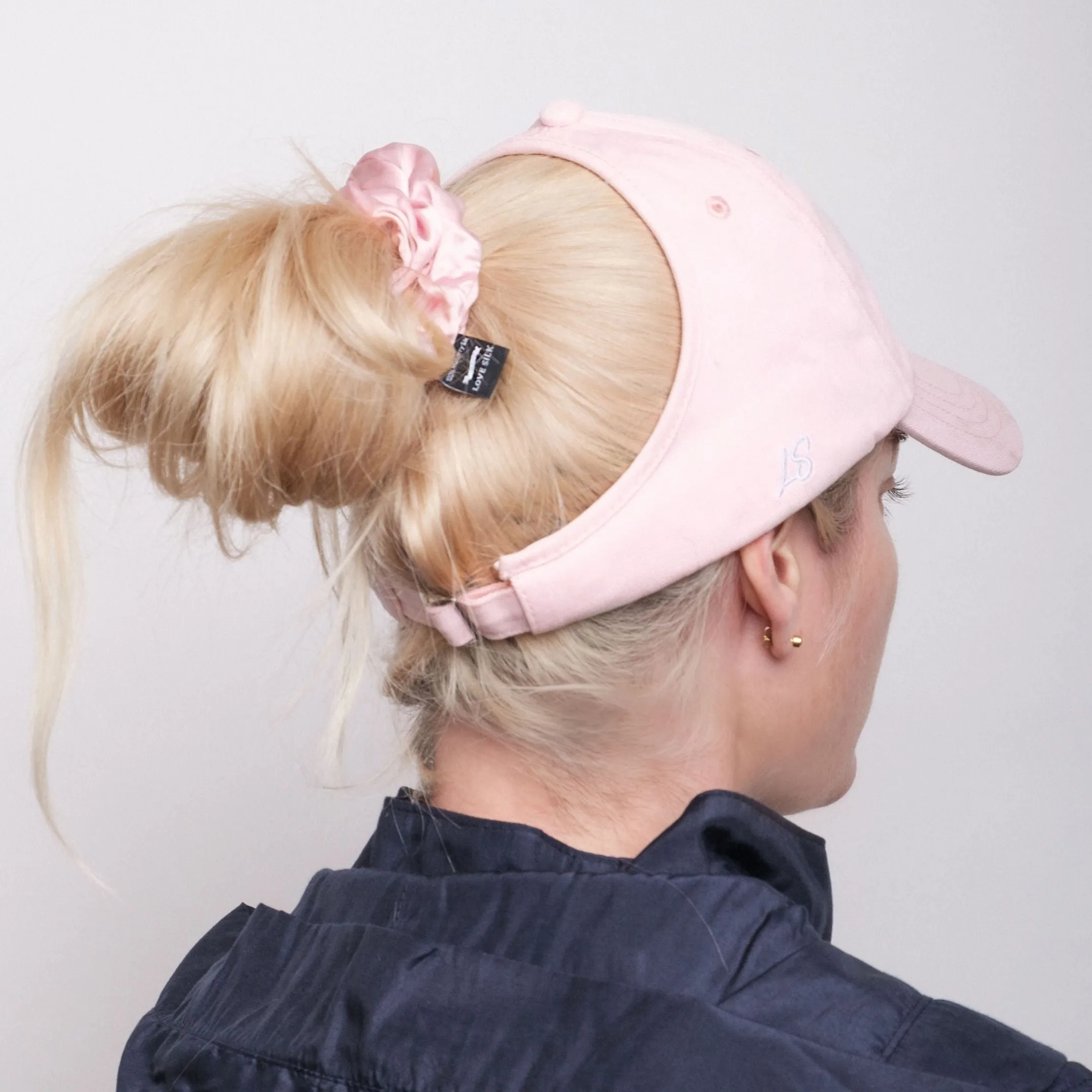 Silk-lined Baseball Cap With Open Back For Curly Hairs & Pony Tails - Cowboy Blue
