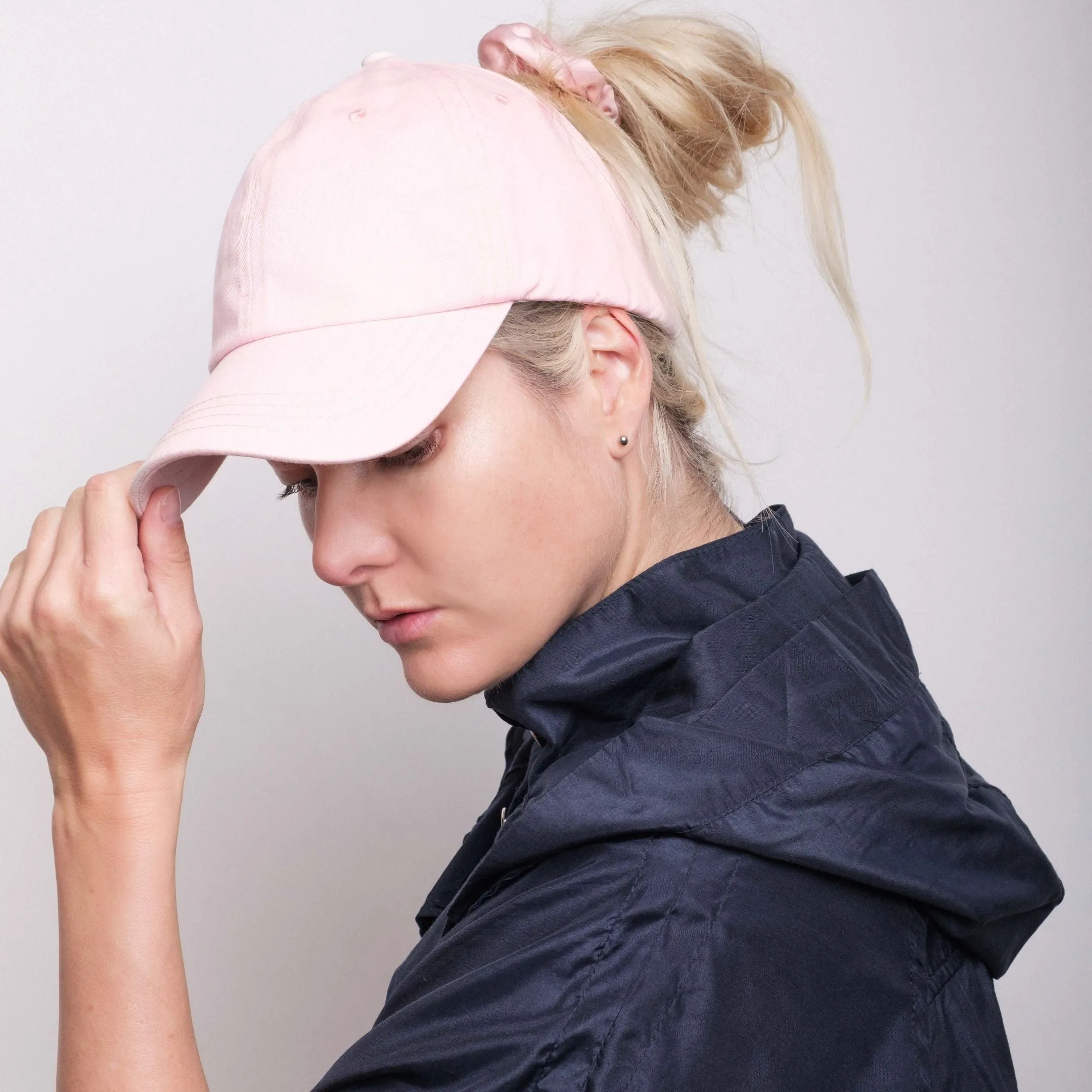 Silk-lined Baseball Cap With Open Back For Curly Hairs & Pony Tails - Cowboy Blue
