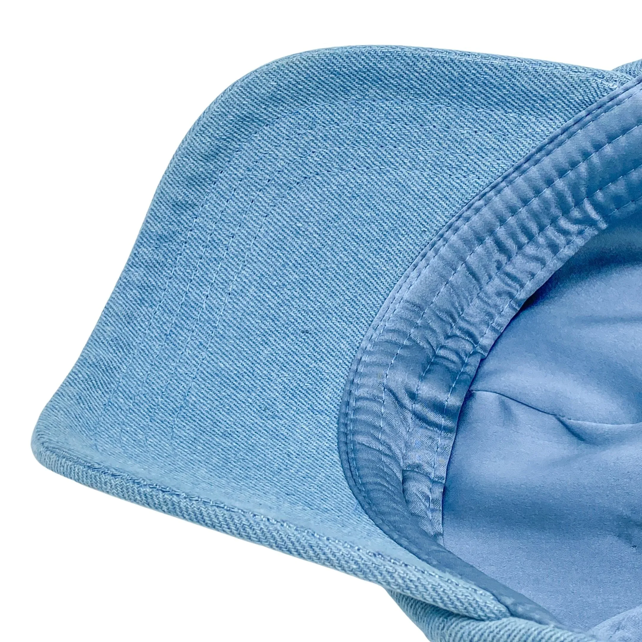 Silk-lined Baseball Cap With Open Back For Curly Hairs & Pony Tails - Cowboy Blue