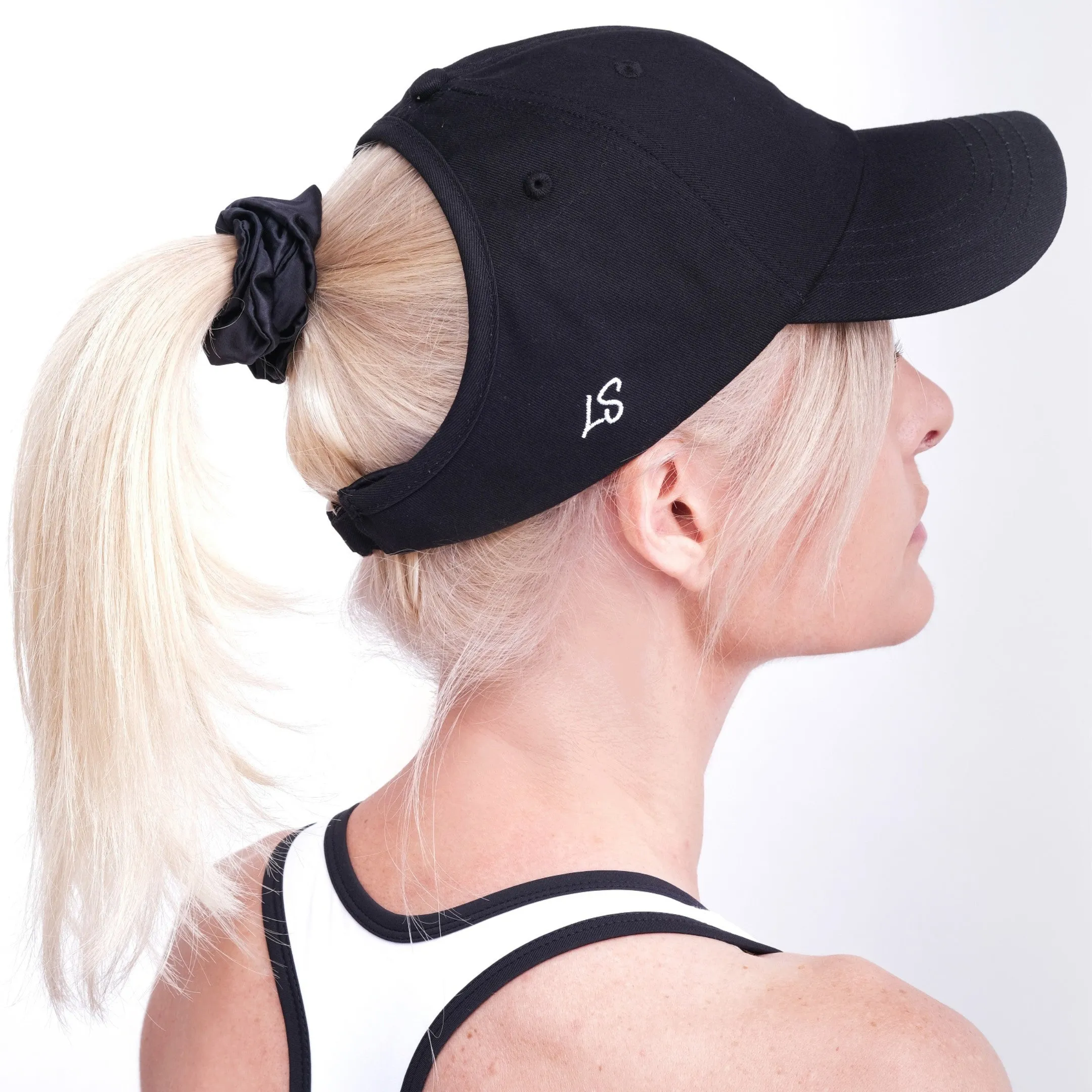 Silk-lined Baseball Cap With Open Back For Curly Hairs & Pony Tails - Cowboy Blue