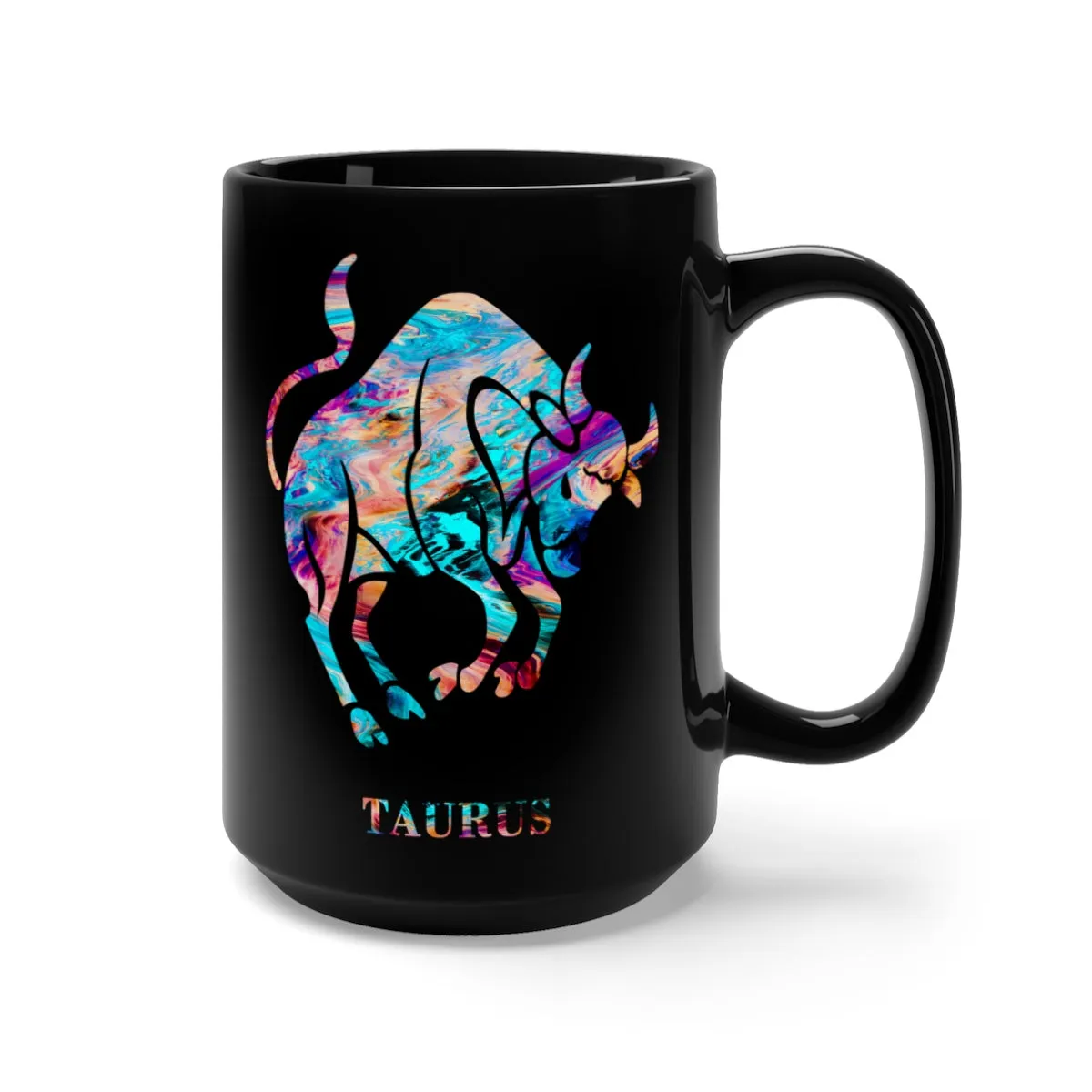Taurus Zodiac Sign Black Mug 15oz