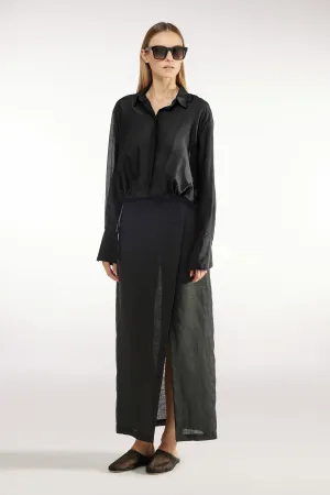 ZOE COTTON SILK BLOUSE - BLACK